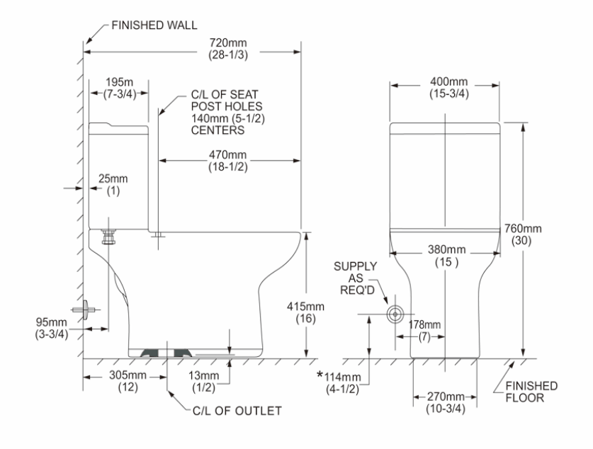 CUPC Elongated Two Piece Toilet