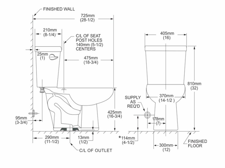 CUPC Elongated Two Piece Toilet