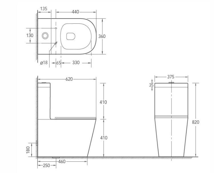 WaterMark Rimless Two Piece Toilet