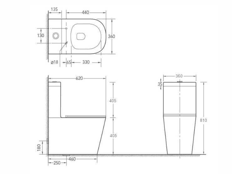 Washdown Rimless Two Piece Toilet