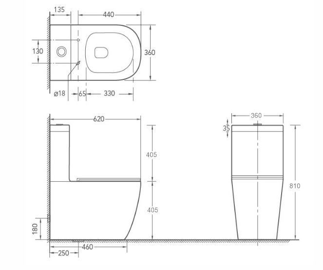 Washdown Rimless Two Piece Toilet