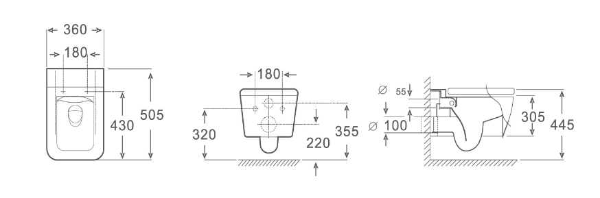 Rimless Collision Type Flushing Wall Hung Toilet