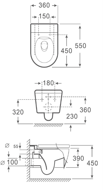 Collision Type Flushing Wall Hung Toilet