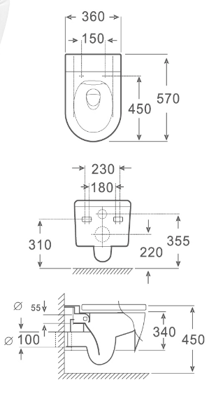 Collision Type Flushing Wall Hung Toilet