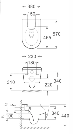 Collision Type Flushing Wall Hung Toilet