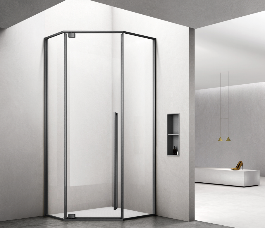 SALLY Pentagonal Shower Enclosure with Pivot Shower Door Width 800-900mm - 8mm