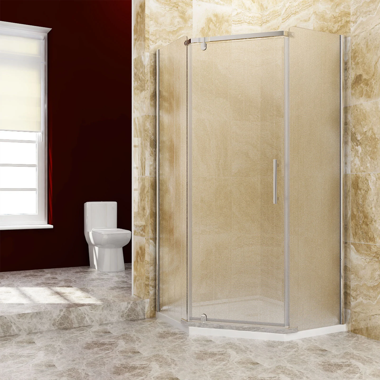 SALLY Pentagonal Enclosure with Pivot Shower Door Width 930mm - 6mm